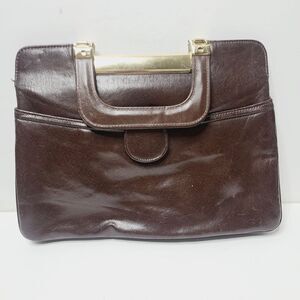 Vintage Chocolate Brown Leather Top Handle Classiccore Handbag